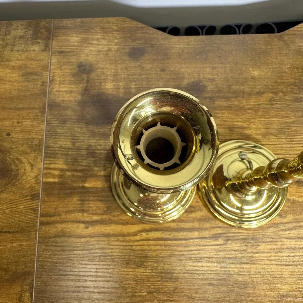 PartyLite Brass Taper Candlestick Holders Set of 2 Gold Tone Vintage Style - Picture 5 of 8